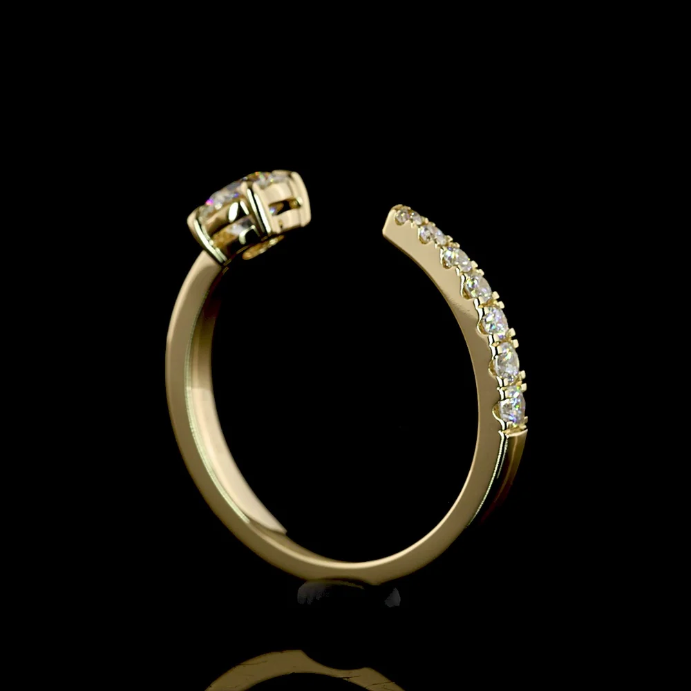 14K Yellow Gold Special Design Ring with Round Brilliant Cut Lab Diamonds - 0.67 Carat Total Diamond Weight - Covaloro Fine Jewelry - Image 3