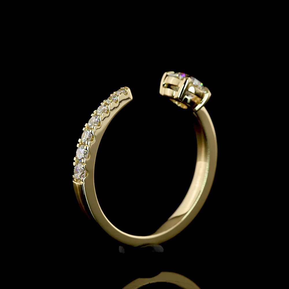 14K Yellow Gold Special Design Ring with Round Brilliant Cut Lab Diamonds - 0.67 Carat Total Diamond Weight - Covaloro Fine Jewelry - Image 4