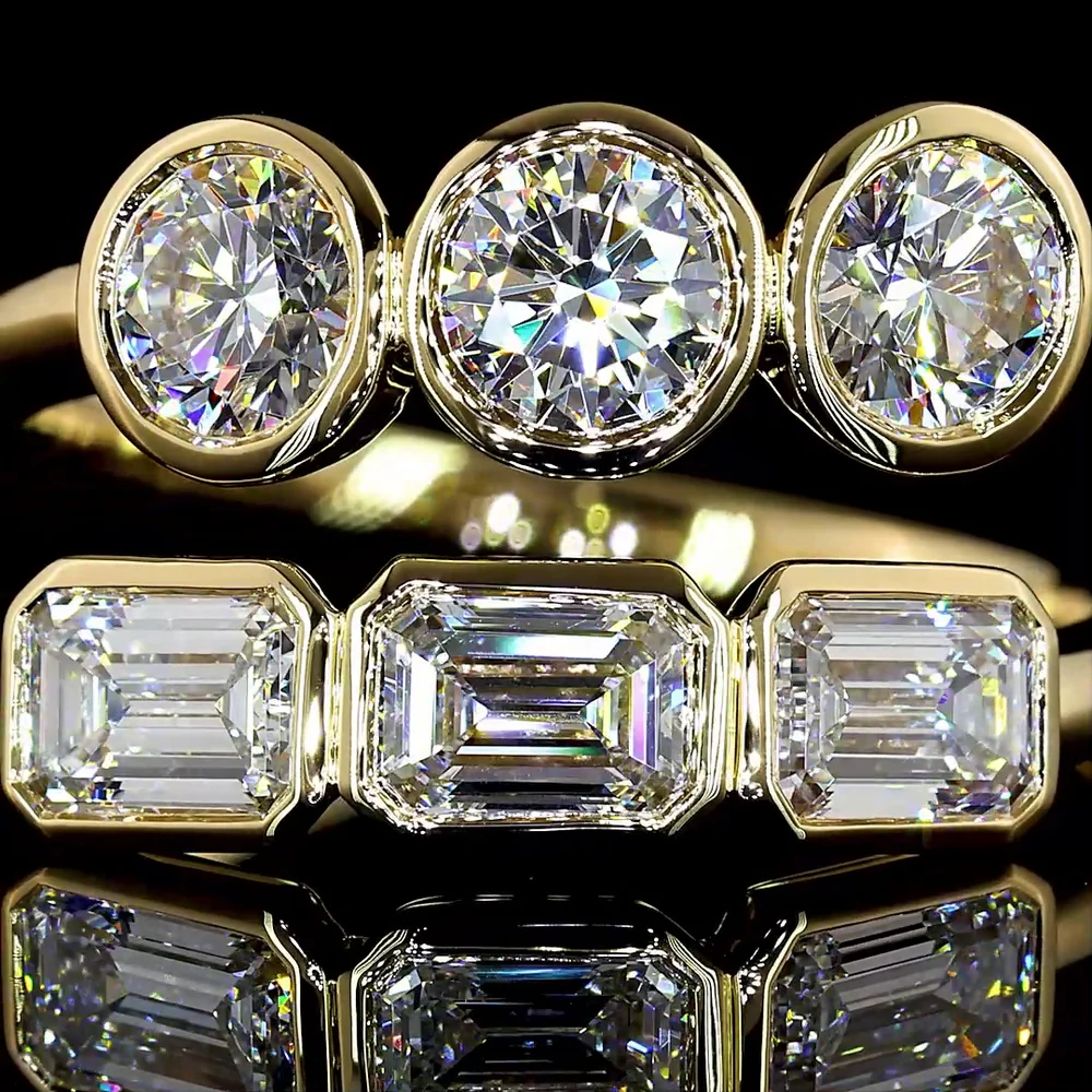 14K Yellow Gold Special Eternity Band with East-West Emerald Cut and Brilliant Cut Lab Diamonds - 1.78 Carats Total Diamond Weight - Covaloro Fine Jewelry - Image 2