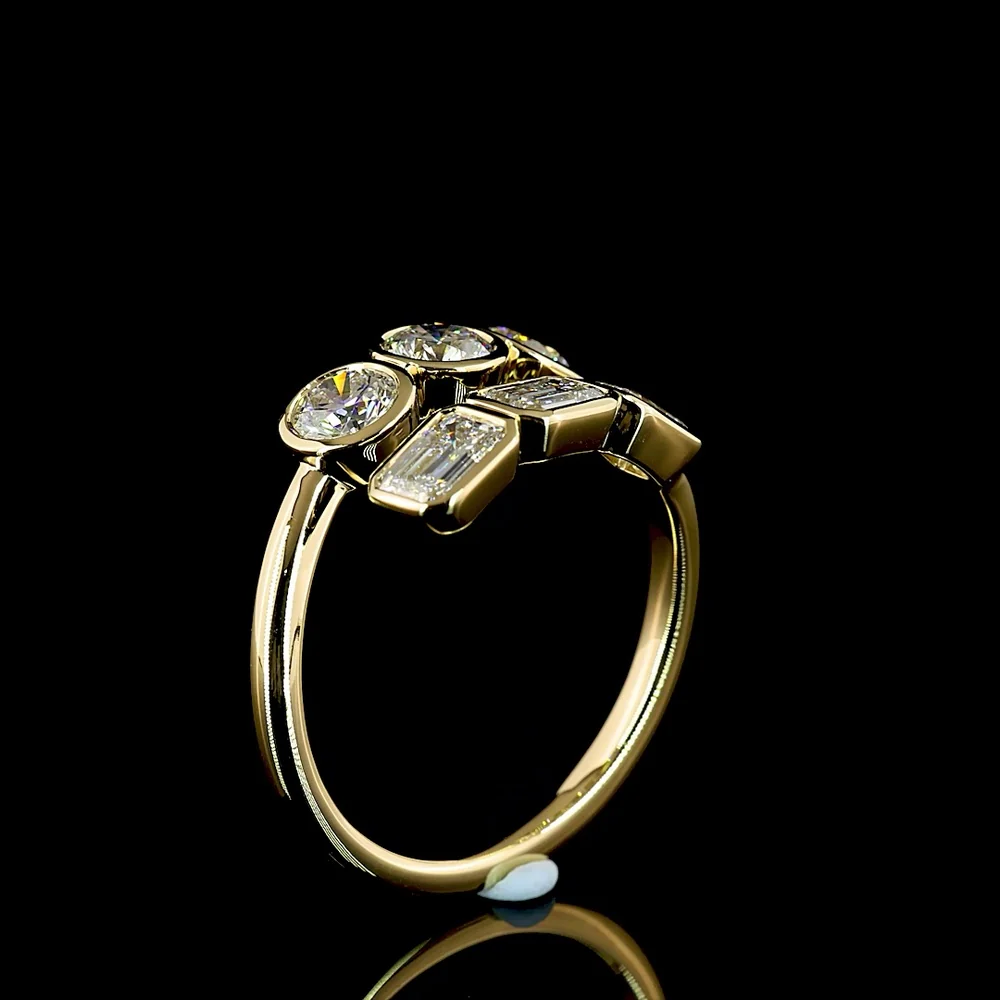 14K Yellow Gold Special Eternity Band with East-West Emerald Cut and Brilliant Cut Lab Diamonds - 1.78 Carats Total Diamond Weight - Covaloro Fine Jewelry - Image 3