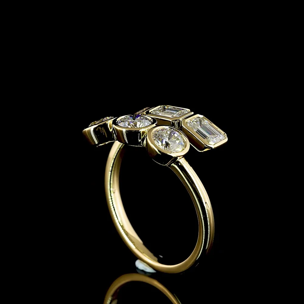 14K Yellow Gold Special Eternity Band with East-West Emerald Cut and Brilliant Cut Lab Diamonds - 1.78 Carats Total Diamond Weight - Covaloro Fine Jewelry - Image 4
