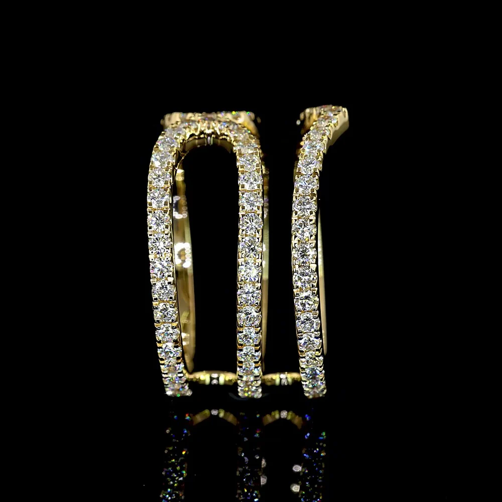 14K Yellow Gold Special Eternity Band with Pave Set Round Lab Diamonds - 1.62 Carat Total Weight, F VS2 Clarity - Covaloro Fine Jewelry - Image 3
