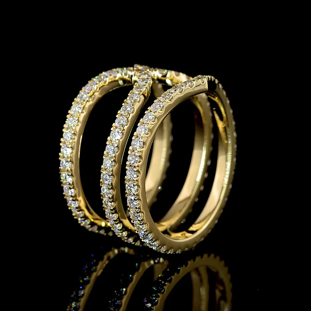 14K Yellow Gold Special Eternity Band with Pave Set Round Lab Diamonds - 1.62 Carat Total Weight, F VS2 Clarity - Covaloro Fine Jewelry - Image 4