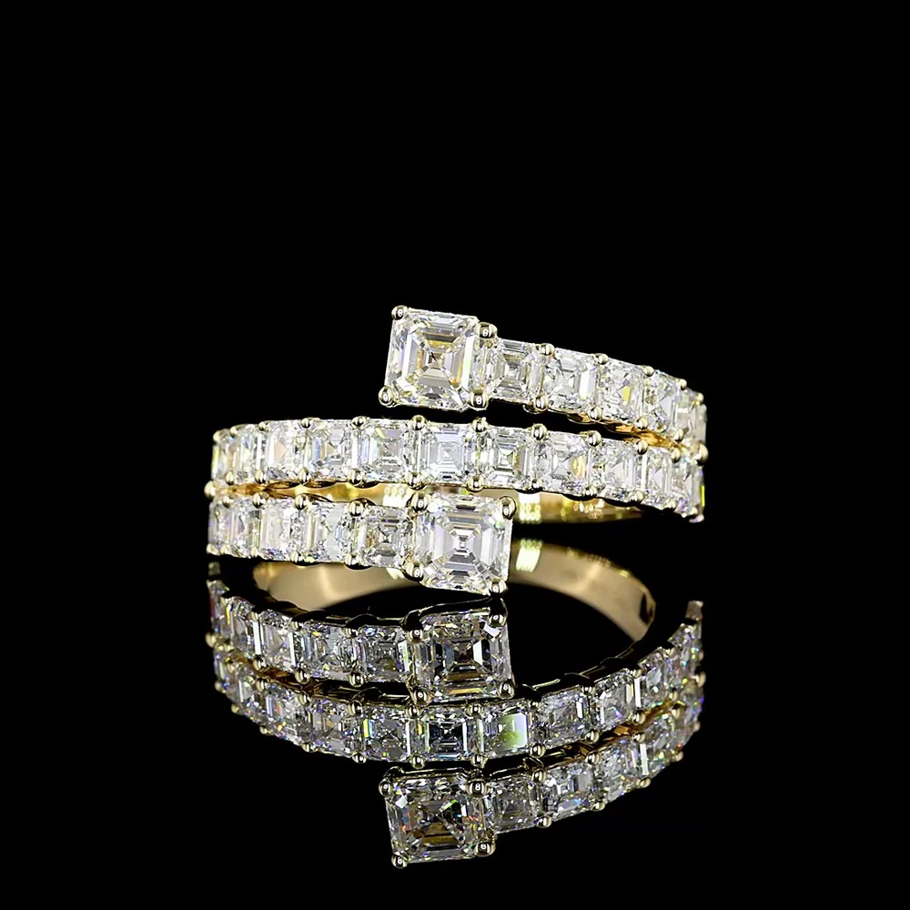 14K Yellow Gold Special Eternity Band with Prong Set Asscher Cut Lab Diamonds - 2.68 Carats Total Diamond Weight - Covaloro Fine Jewelry