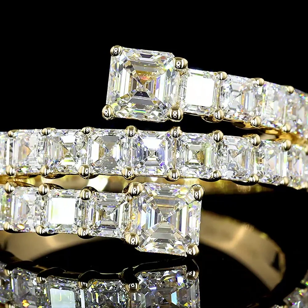 14K Yellow Gold Special Eternity Band with Prong Set Asscher Cut Lab Diamonds - 2.68 Carats Total Diamond Weight - Covaloro Fine Jewelry - Image 2