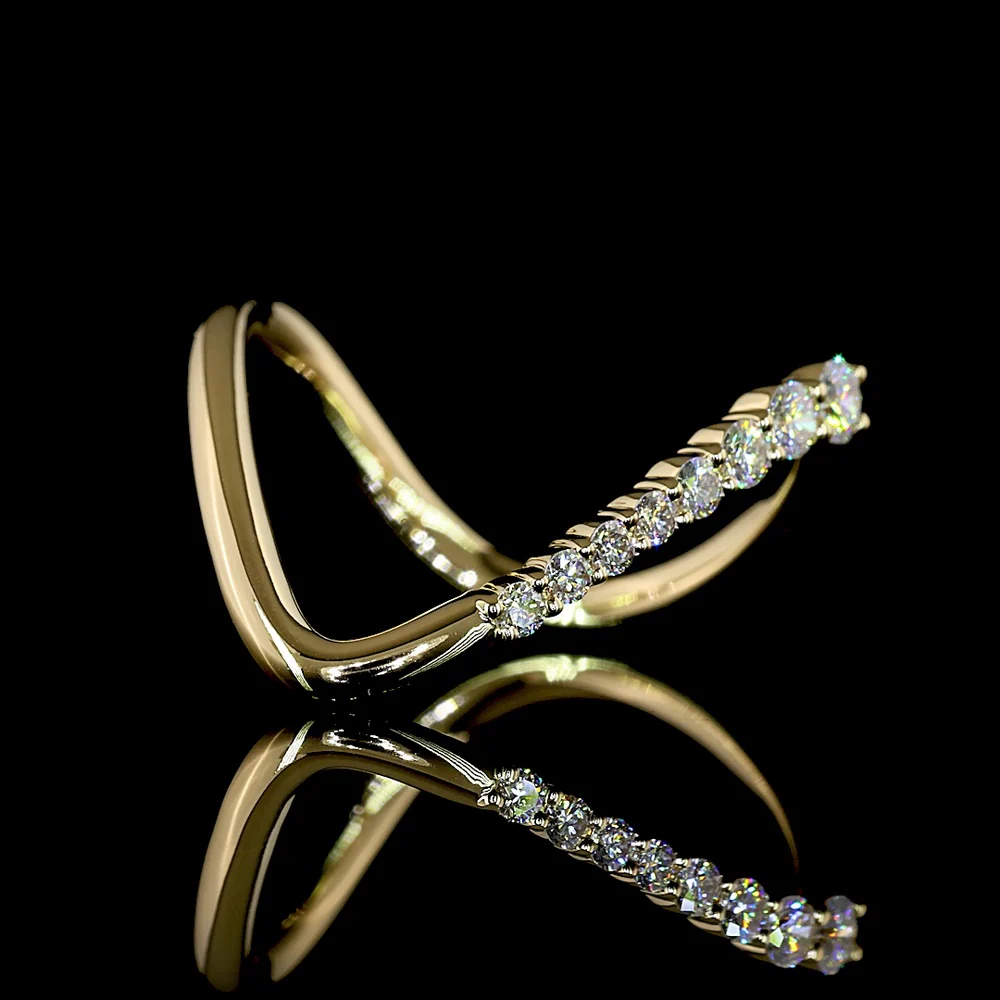 14K Yellow Gold Special Eternity Band with Prong Set Round Lab Diamonds - 0.27 Carat Total Weight - Covaloro Fine Jewelry - Image 2