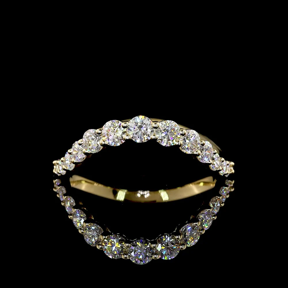 14K Yellow Gold Special Ring with Prong Set Round Lab Diamonds - 0.75 Carat Total Weight with E-F VS1 Stones - Covaloro Fine Jewelry