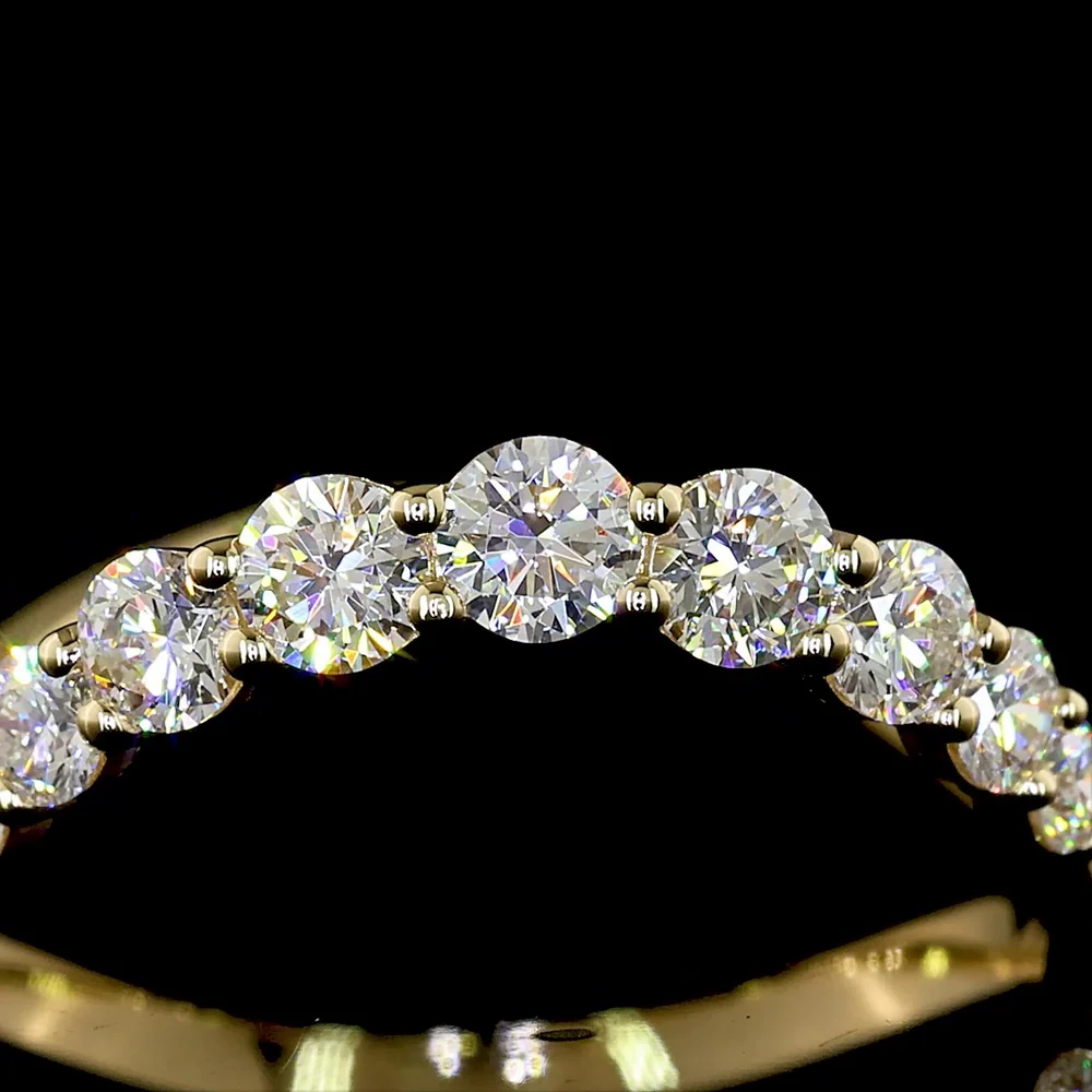 14K Yellow Gold Special Ring with Prong Set Round Lab Diamonds - 0.75 Carat Total Weight with E-F VS1 Stones - Covaloro Fine Jewelry - Image 2