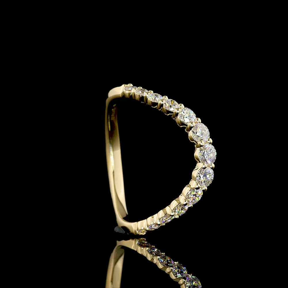 14K Yellow Gold Special Ring with Prong Set Round Lab Diamonds - 0.75 Carat Total Weight with E-F VS1 Stones - Covaloro Fine Jewelry - Image 3