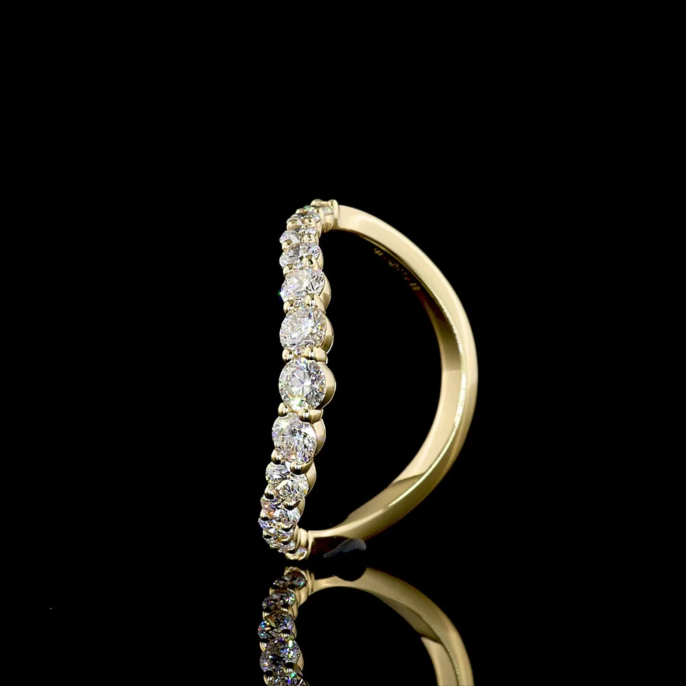 14K Yellow Gold Special Ring with Prong Set Round Lab Diamonds - 0.75 Carat Total Weight with E-F VS1 Stones - Covaloro Fine Jewelry - Image 4