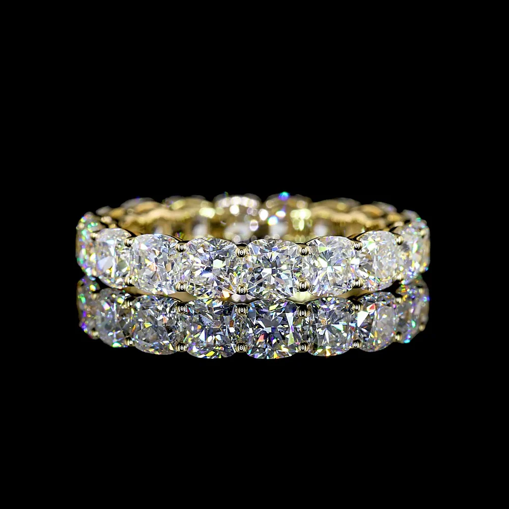 14K Yellow Gold Square Cushion Brilliant Cut Lab Diamond Eternity Band - 4.50 Carat Total Weight, 18 Stones, E-F Color VS Clarity - Covaloro Fine Jewelry - Image 2