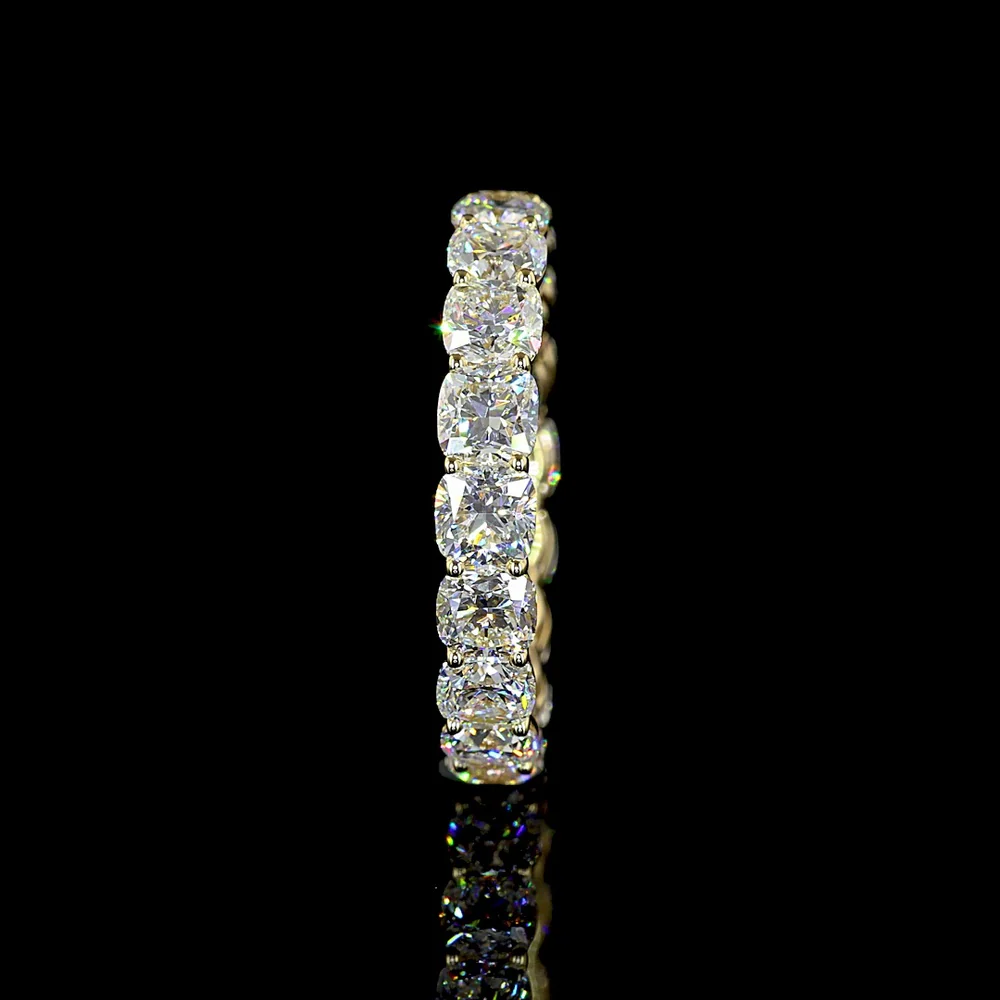 14K Yellow Gold Square Cushion Brilliant Cut Lab Diamond Eternity Band - 4.50 Carat Total Weight, 18 Stones, E-F Color VS Clarity - Covaloro Fine Jewelry - Image 4