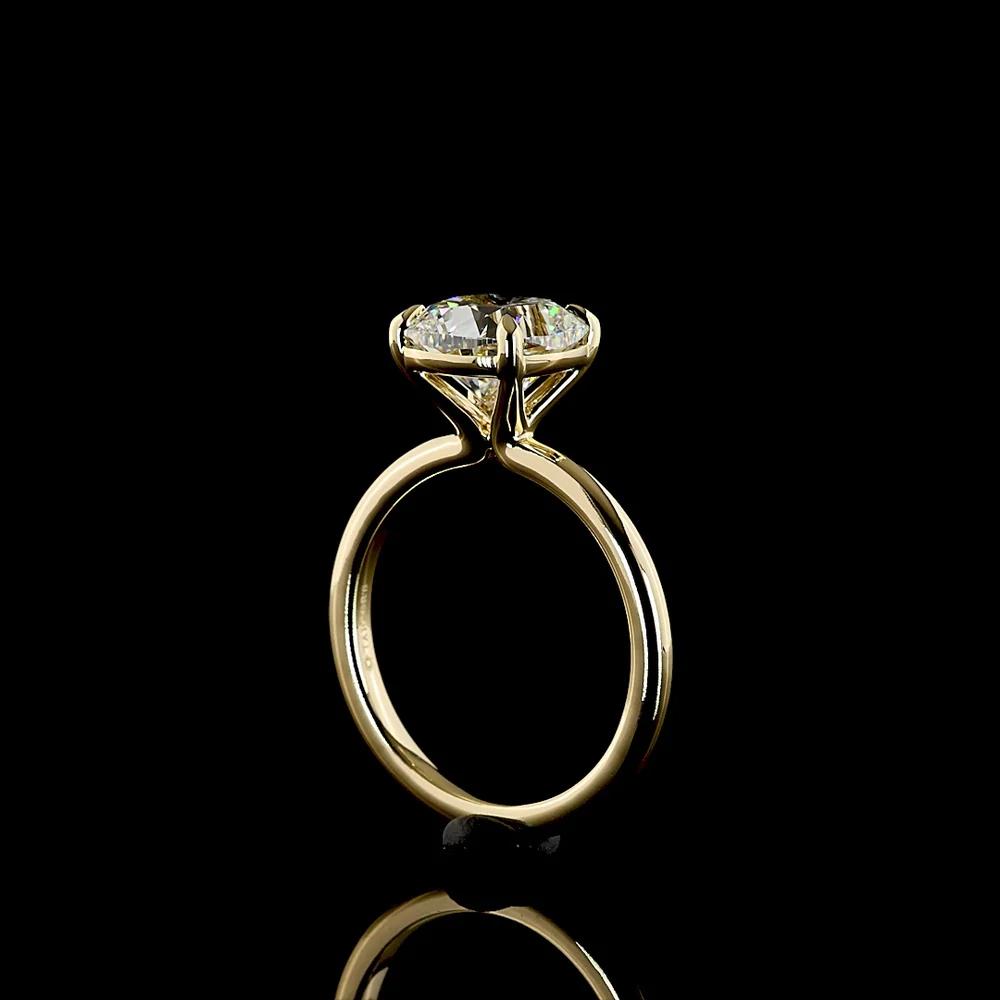 14K Yellow Gold Square Cushion Brilliant Cut Lab Diamond Solitaire Ring - 3.08 Carat E VVS2 IGI Certified - Covaloro Fine Jewelry - Image 3