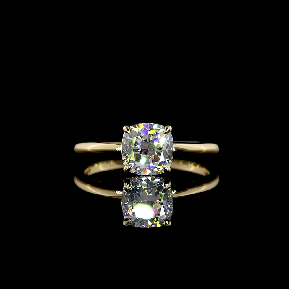 14K Yellow Gold Square Cushion Brilliant Solitaire Ring with IGI Certified D VVS1 Lab Diamond - 1.60 Carat Total Weight - Covaloro Fine Jewelry