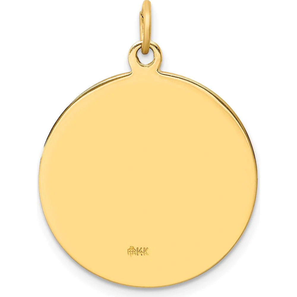 14K Yellow Gold St. Christopher Medal Pendant with Satin and Polished Finish - 29mm Length, 22mm Width by Oro Pregiato - Image 3