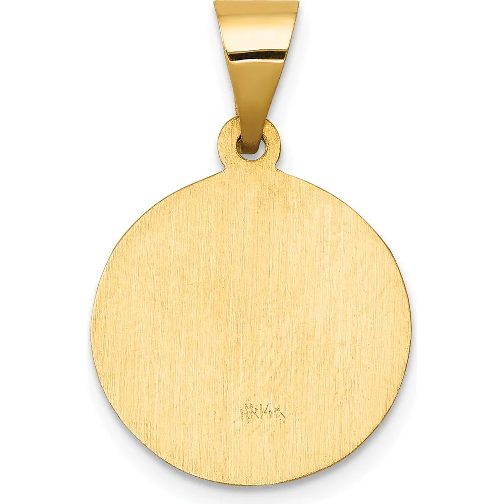 14K Yellow Gold St. John the Baptist Medal Round Pendant with Satin and Polished Finish - 24mm by Oro Pregiato - Image 4