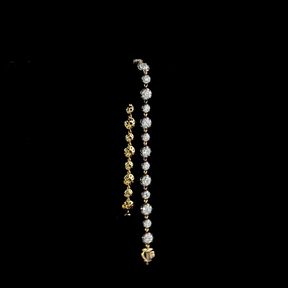 14K Yellow Gold Station Bracelet with 25 Round Brilliant Cut Lab Diamonds - Black Rhodium Bezel and Prong Settings - 6.33 Carat Total Diamond Weight - Covaloro Fine Jewelry - Image 3