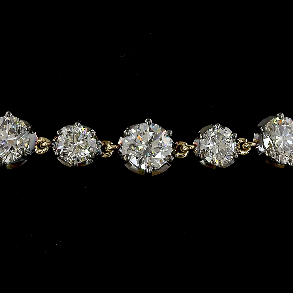 14K Yellow Gold Station Bracelet with 4.99 Carat Lab Grown Round Brilliant Cut Diamonds in Prong and Bezel Black Rhodium Settings - Covaloro Fine Jewelry - Image 2