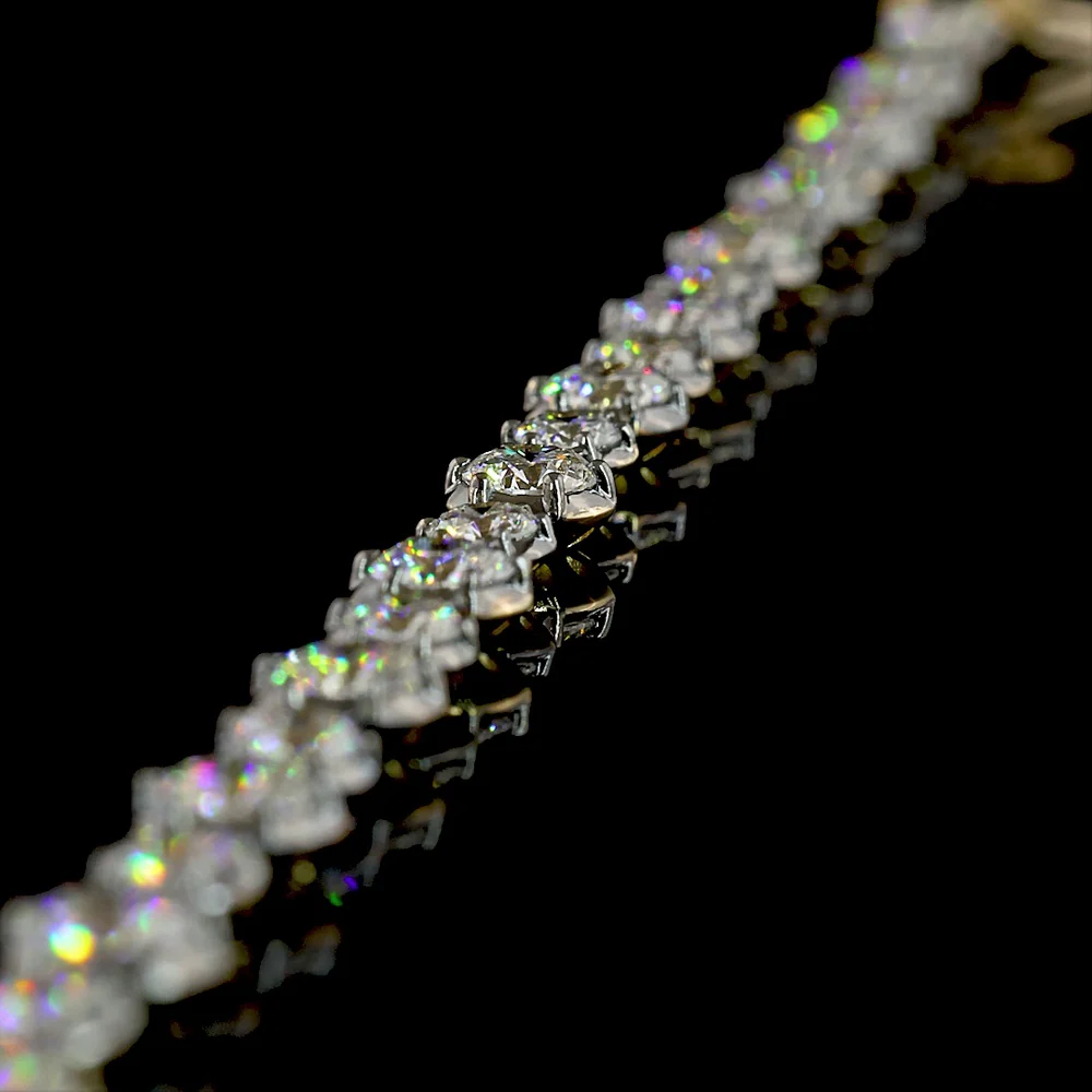 14K Yellow Gold Station Bracelet with 4.99 Carat Lab Grown Round Brilliant Cut Diamonds in Prong and Bezel Black Rhodium Settings - Covaloro Fine Jewelry - Image 3