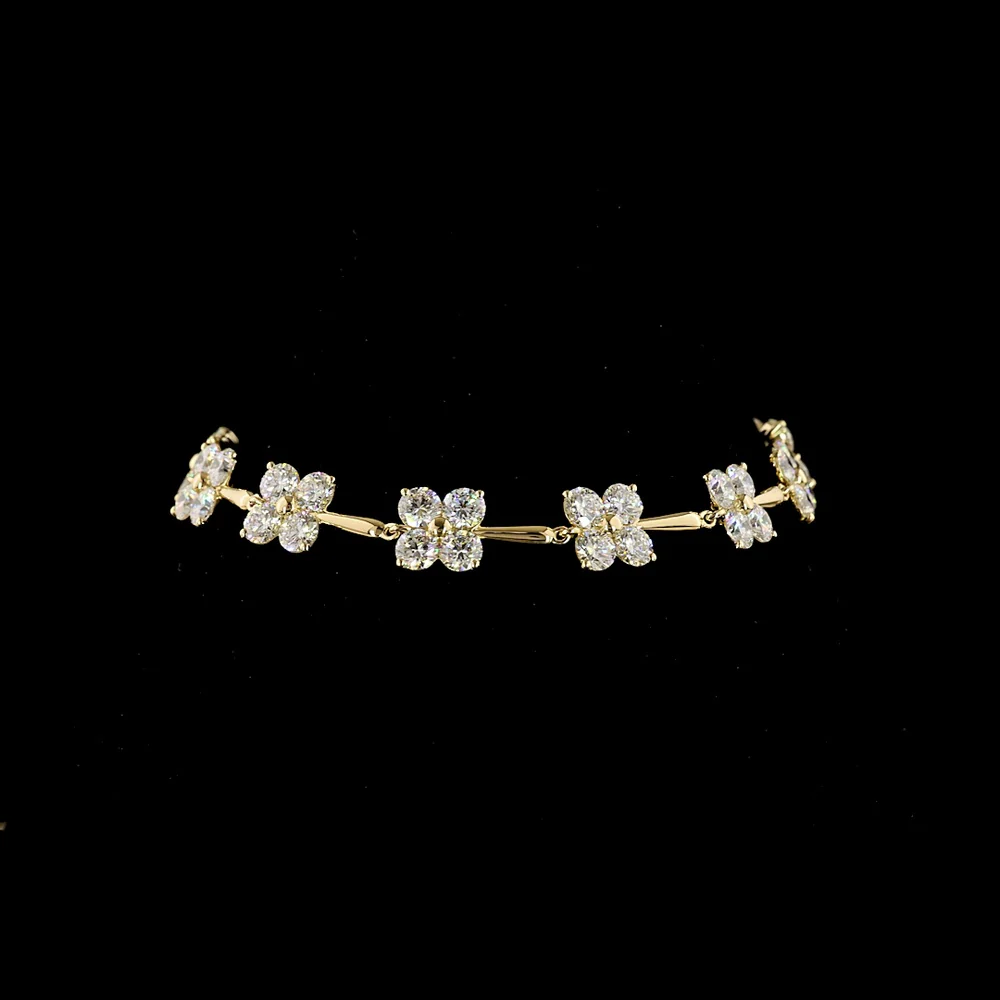 14K Yellow Gold Station Bracelet with 44 Round Brilliant Cut Lab Diamonds - 10.47 Carat Total Weight, E-F Color VS1 Clarity - Covaloro Fine Jewelry