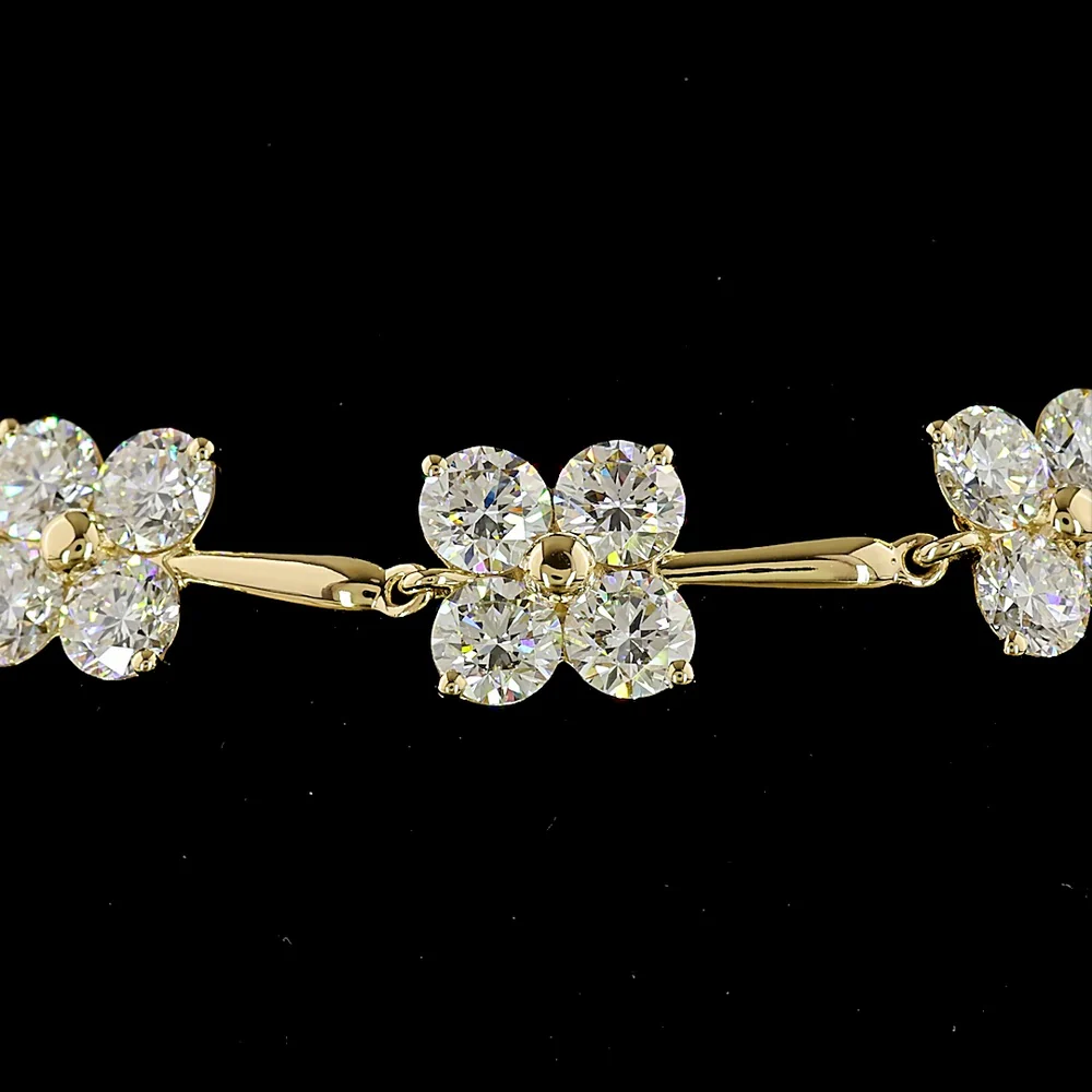 14K Yellow Gold Station Bracelet with 44 Round Brilliant Cut Lab Diamonds - 10.47 Carat Total Weight, E-F Color VS1 Clarity - Covaloro Fine Jewelry - Image 2