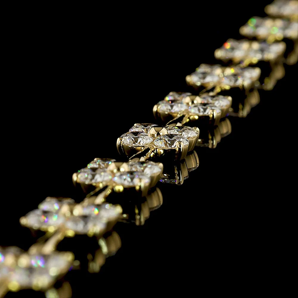14K Yellow Gold Station Bracelet with 44 Round Brilliant Cut Lab Diamonds - 10.47 Carat Total Weight, E-F Color VS1 Clarity - Covaloro Fine Jewelry - Image 3