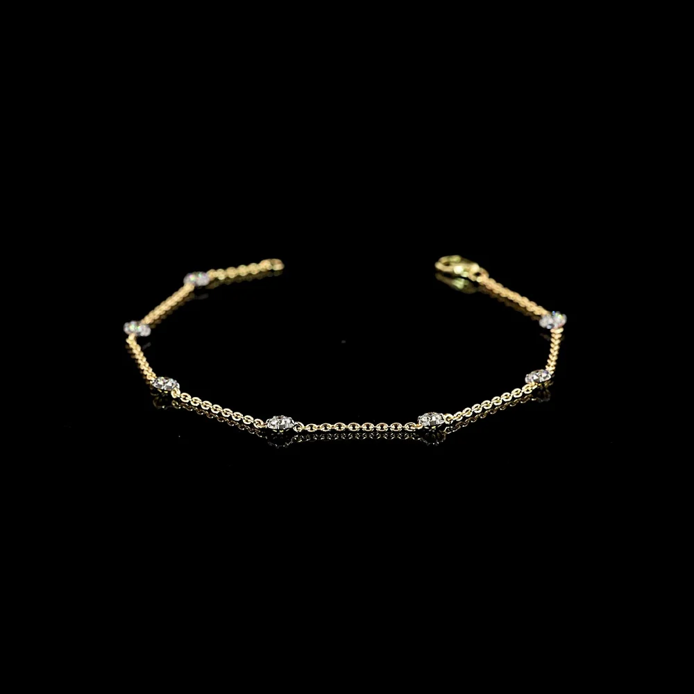 14K Yellow Gold Station Bracelet with 7 Round Lab Grown Diamonds - 0.65 Carat Total Weight with Black Rhodium Accents - Covaloro Fine Jewelry