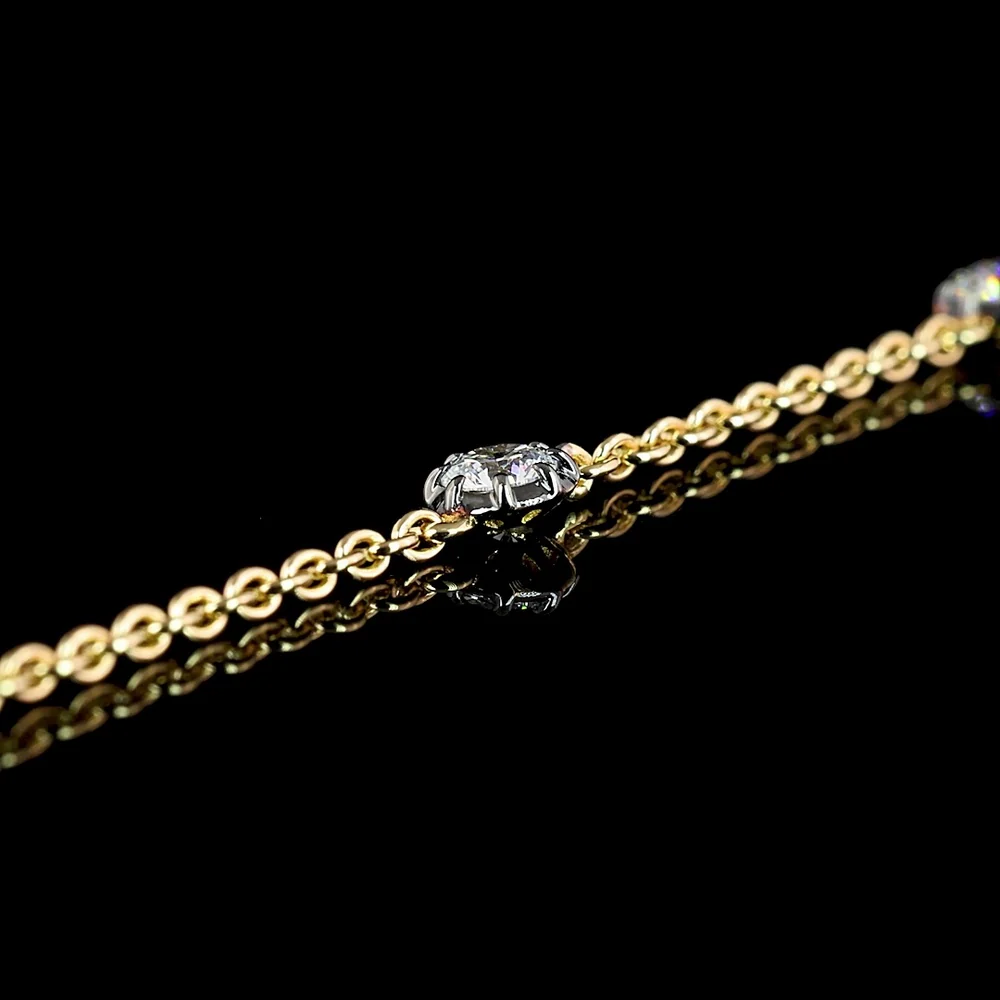 14K Yellow Gold Station Bracelet with 7 Round Lab Grown Diamonds - 0.65 Carat Total Weight with Black Rhodium Accents - Covaloro Fine Jewelry - Image 2