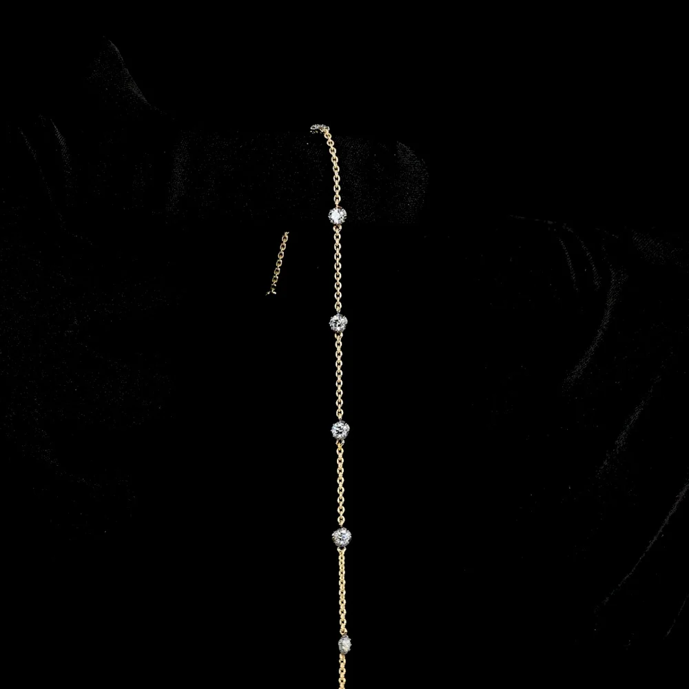 14K Yellow Gold Station Bracelet with 7 Round Lab Grown Diamonds - 0.65 Carat Total Weight with Black Rhodium Accents - Covaloro Fine Jewelry - Image 3