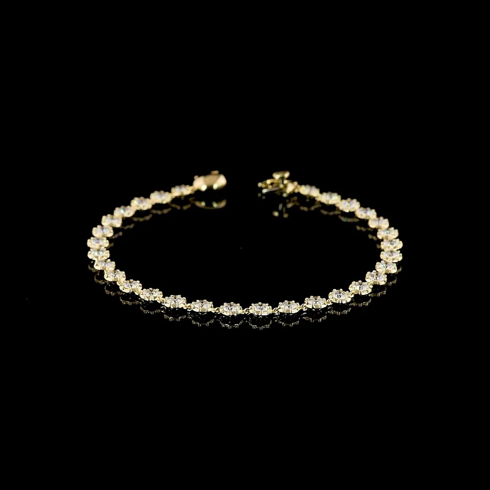 14K Yellow Gold Station Bracelet with Bezel and Prong Set Round Lab Diamonds - 4.51 Carat Total Weight - Covaloro Fine Jewelry