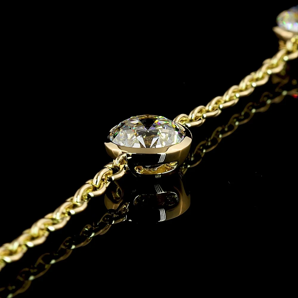 14K Yellow Gold Station Bracelet with Bezel Set Old European Cut Lab Diamonds - 5.21 Carat Total Diamond Weight - Covaloro Fine Jewelry - Image 3
