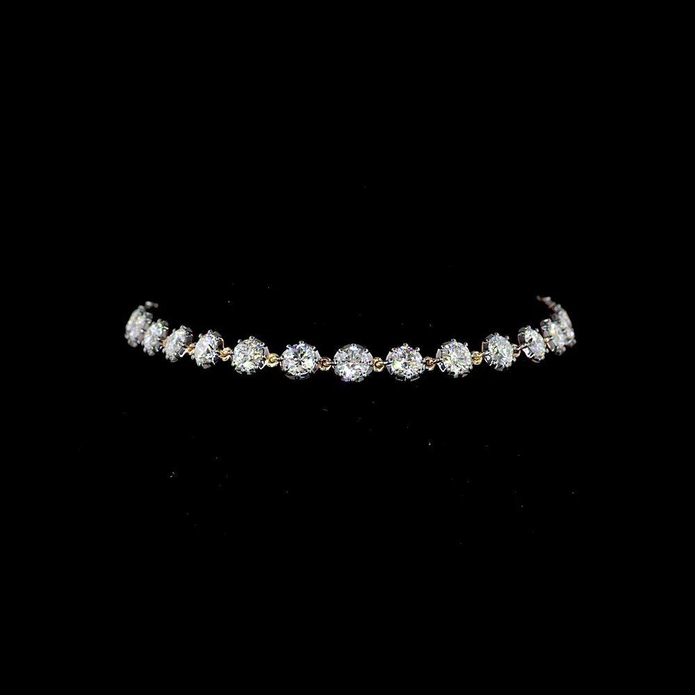 14K Yellow Gold Station Bracelet with Black Rhodium Bezel and Round Lab Diamonds - 3.96 Carats Total Diamond Weight - Covaloro Fine Jewelry