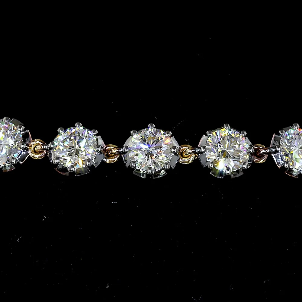 14K Yellow Gold Station Bracelet with Black Rhodium Bezel and Round Lab Diamonds - 3.96 Carats Total Diamond Weight - Covaloro Fine Jewelry - Image 2