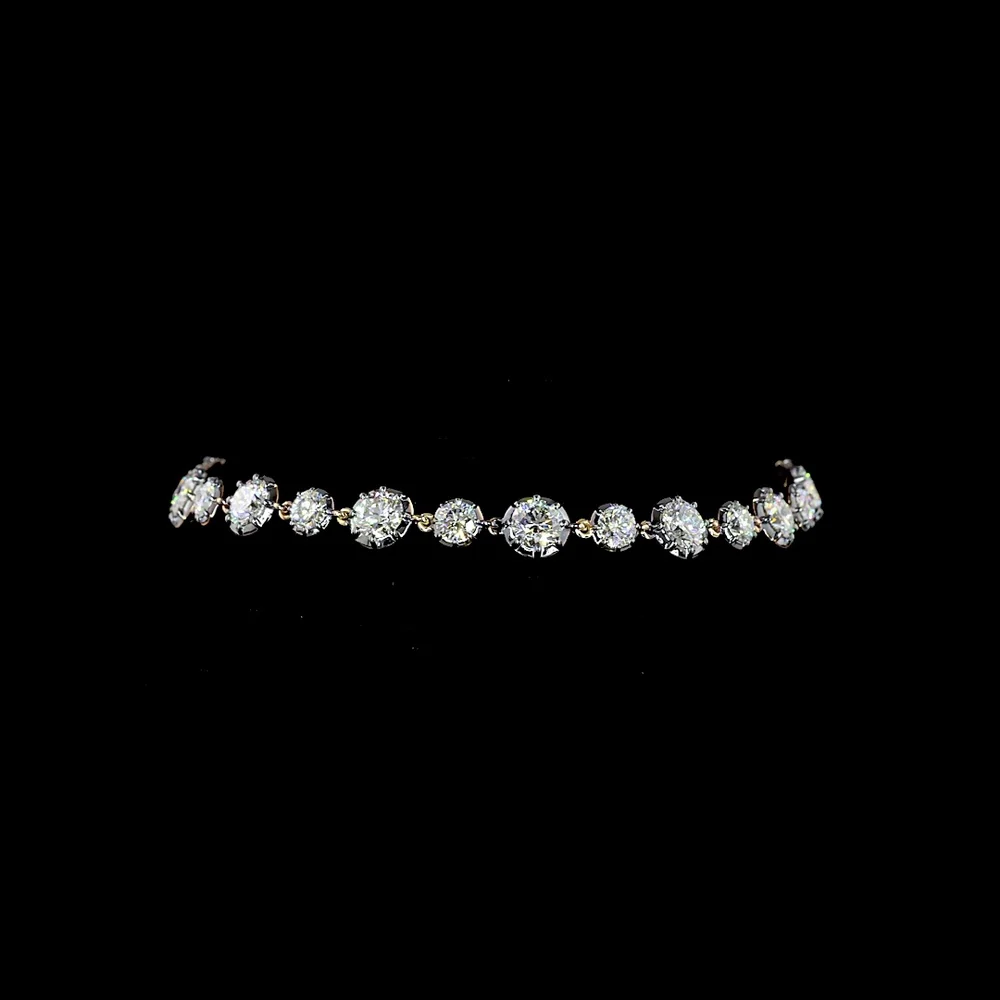 14K Yellow Gold Station Bracelet with Prong and Bezel Set Round Lab Diamonds - 6.52 Carat Total Diamond Weight, E-F Color VS1 Clarity - Covaloro Fine Jewelry