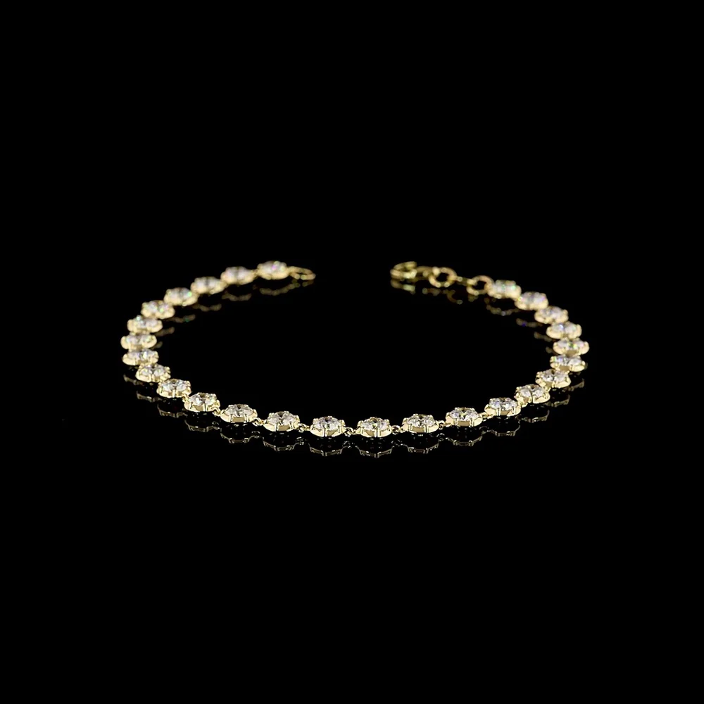 14K Yellow Gold Station Bracelet with Round Brilliant Cut Lab Diamonds - 5.36 Carat Total Weight, E-F Color, VS Clarity - Covaloro Fine Jewelry
