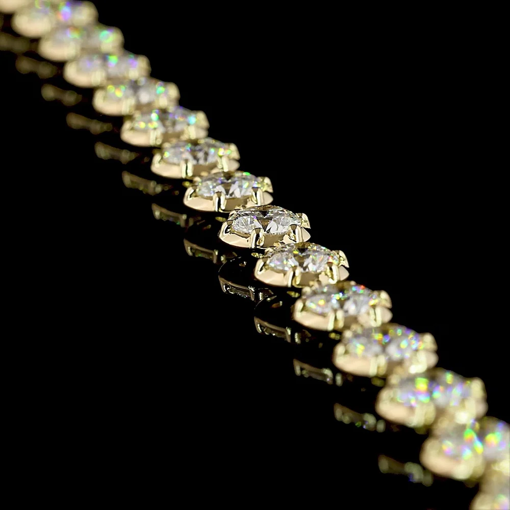 14K Yellow Gold Station Bracelet with Round Brilliant Cut Lab Diamonds - 5.36 Carat Total Weight, E-F Color, VS Clarity - Covaloro Fine Jewelry - Image 2