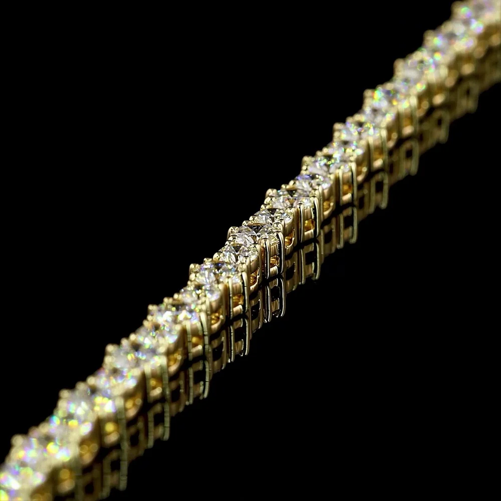 14K Yellow Gold Station Line Tennis Bracelet with 124 Brilliant Round Cut Lab Diamonds - 9.6 Carat Total Diamond Weight - Covaloro Fine Jewelry - Image 3