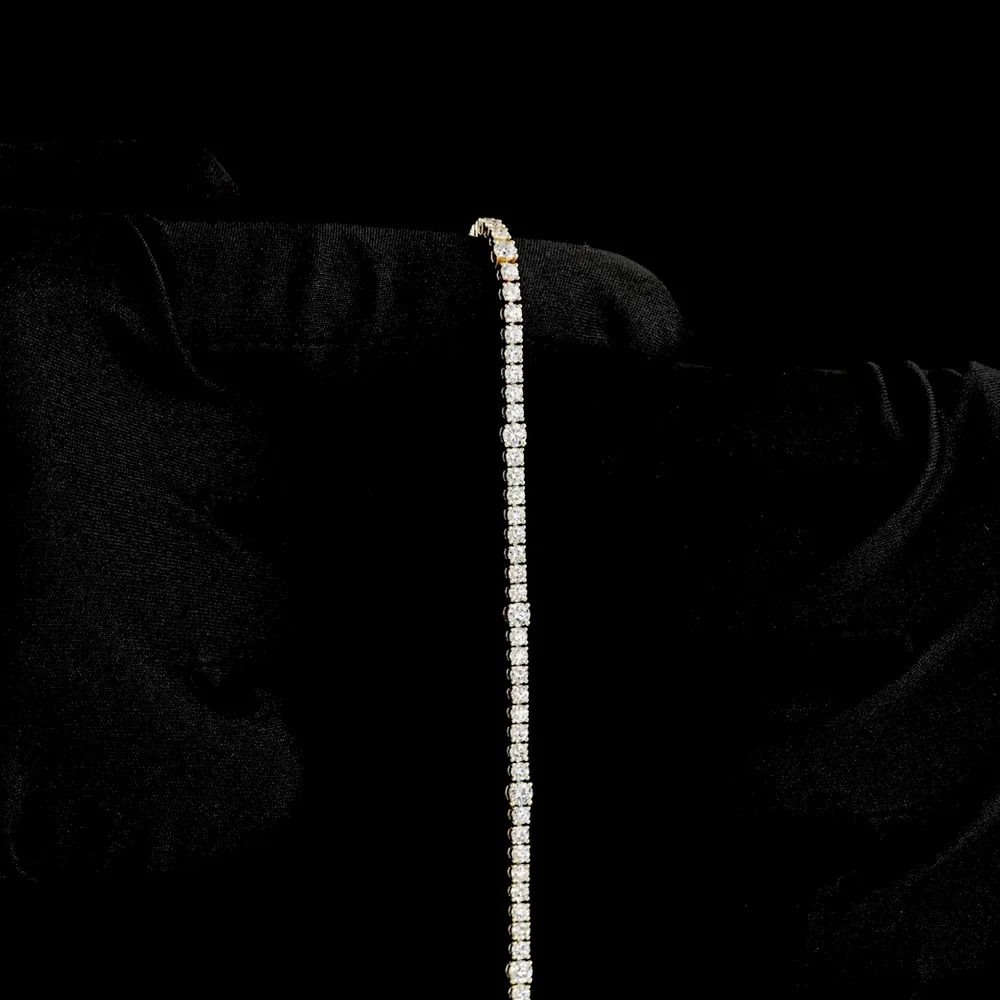 14K Yellow Gold Station Line Tennis Bracelet with 69 Round Brilliant Cut Lab Diamonds - 3.75 Carat Total Weight, E-F Color VS Clarity - Covaloro Fine Jewelry - Image 3