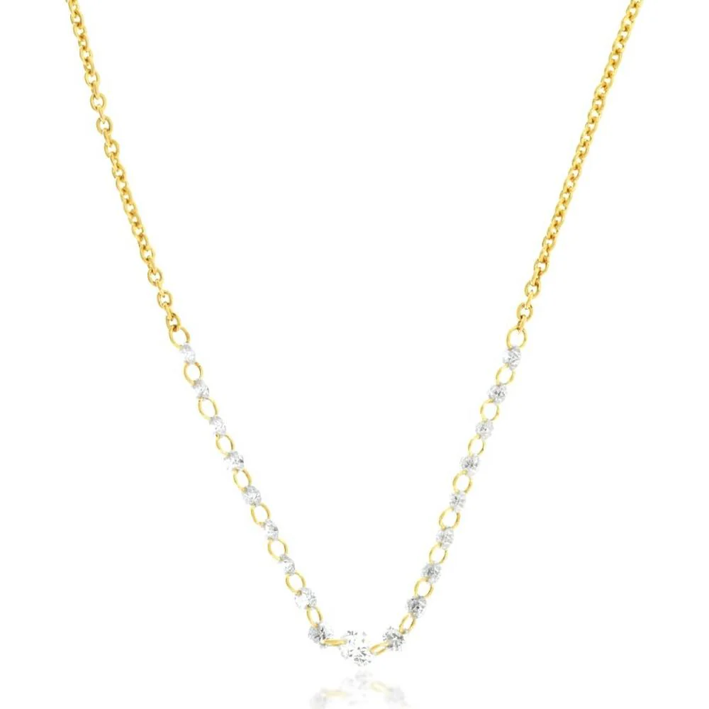 14K Yellow Gold Station Necklace with 0.50 Carat Diamonds - Royal Jewelry