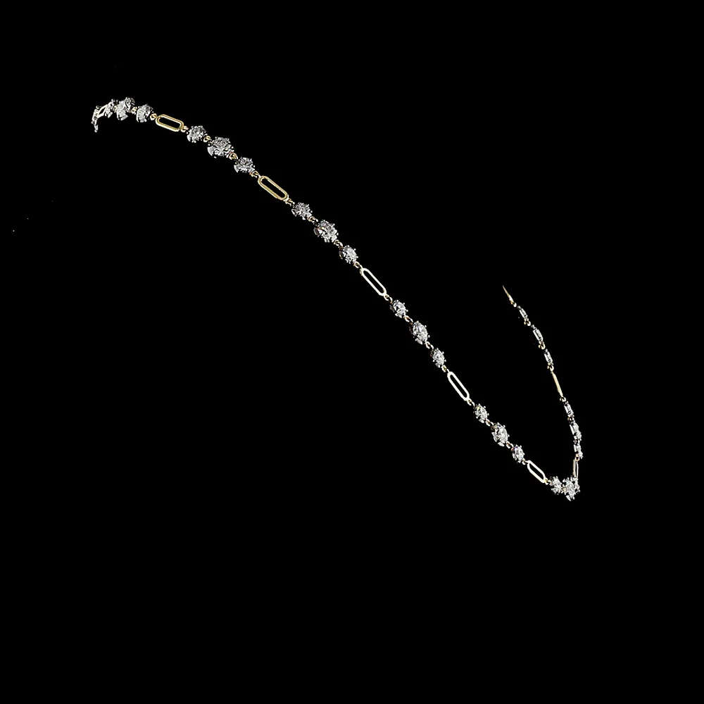 14K Yellow Gold Station Necklace with 10.78 Carat Lab Grown Brilliant Cut Diamonds - Black Rhodium Bezel and Prong Setting - Covaloro Fine Jewelry - Image 2