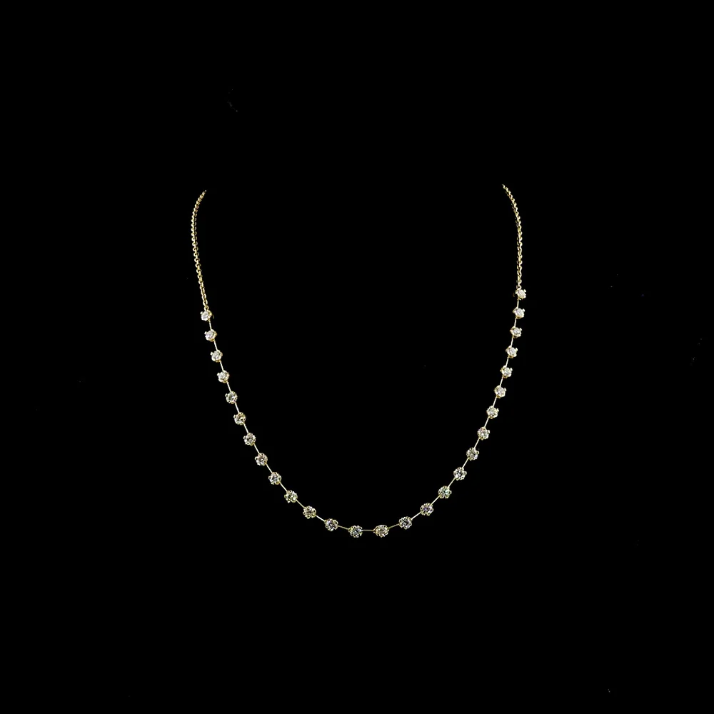 14K Yellow Gold Station Necklace with 27 U-Prong Set Round Lab Grown Diamonds - 3.20 Carat Total Weight, E-F Color, VS Clarity - Covaloro Fine Jewelry