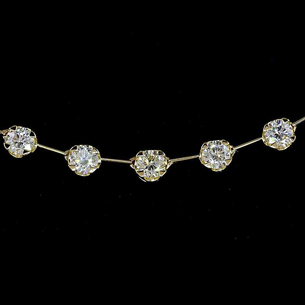 14K Yellow Gold Station Necklace with 27 U-Prong Set Round Lab Grown Diamonds - 3.20 Carat Total Weight, E-F Color, VS Clarity - Covaloro Fine Jewelry - Image 2