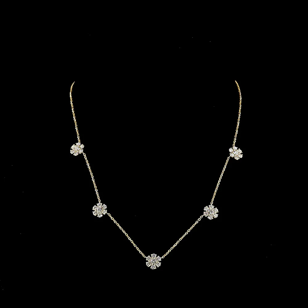 14K Yellow Gold Station Necklace with 35 Round Brilliant Cut Lab Diamonds - 2.05 Carat Total Diamond Weight - Covaloro Fine Jewelry