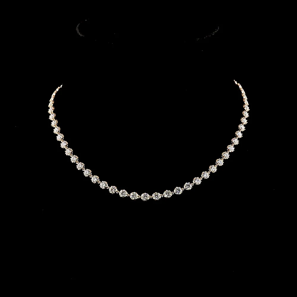 14K Yellow Gold Station Necklace with 55 Bezel-Prong Set Round Lab Diamonds - 7.94 Carats Total Diamond Weight - Covaloro Fine Jewelry
