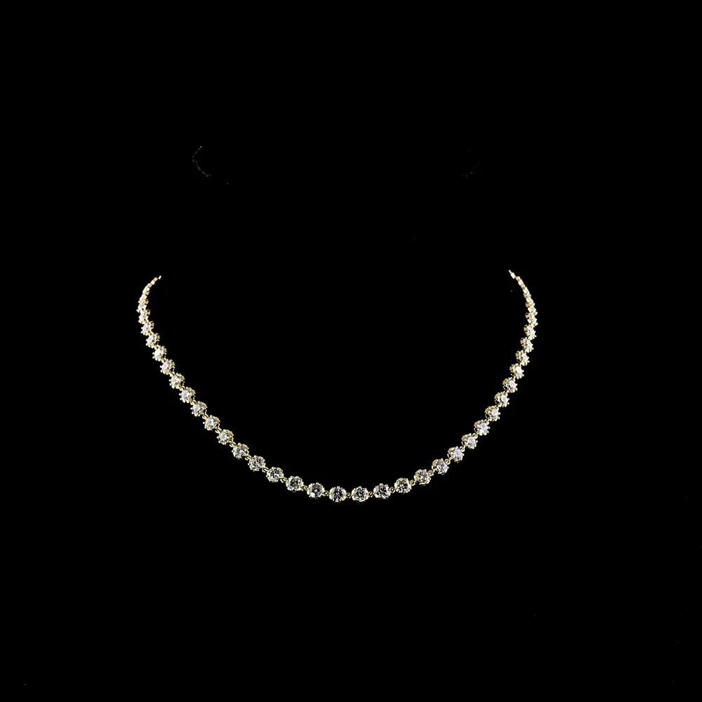14K Yellow Gold Station Necklace with 55 Round Brilliant Cut Lab Diamonds - 8.14 Carat Total Weight, E-F Color VS1 Clarity - Covaloro Fine Jewelry