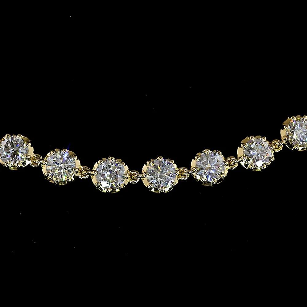 14K Yellow Gold Station Necklace with 55 Round Brilliant Cut Lab Diamonds - 8.14 Carat Total Weight, E-F Color VS1 Clarity - Covaloro Fine Jewelry - Image 2