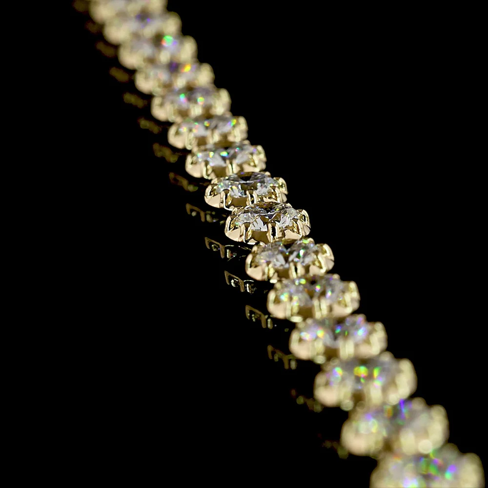 14K Yellow Gold Station Necklace with 55 Round Brilliant Cut Lab Diamonds - 8.14 Carat Total Weight, E-F Color VS1 Clarity - Covaloro Fine Jewelry - Image 3