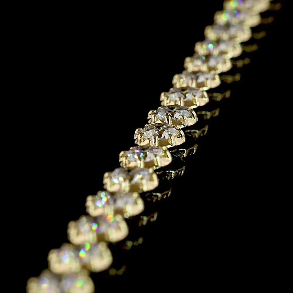 14K Yellow Gold Station Necklace with 55 Round Brilliant Cut Lab Diamonds - 8.14 Carat Total Weight, E-F Color VS1 Clarity - Covaloro Fine Jewelry - Image 4