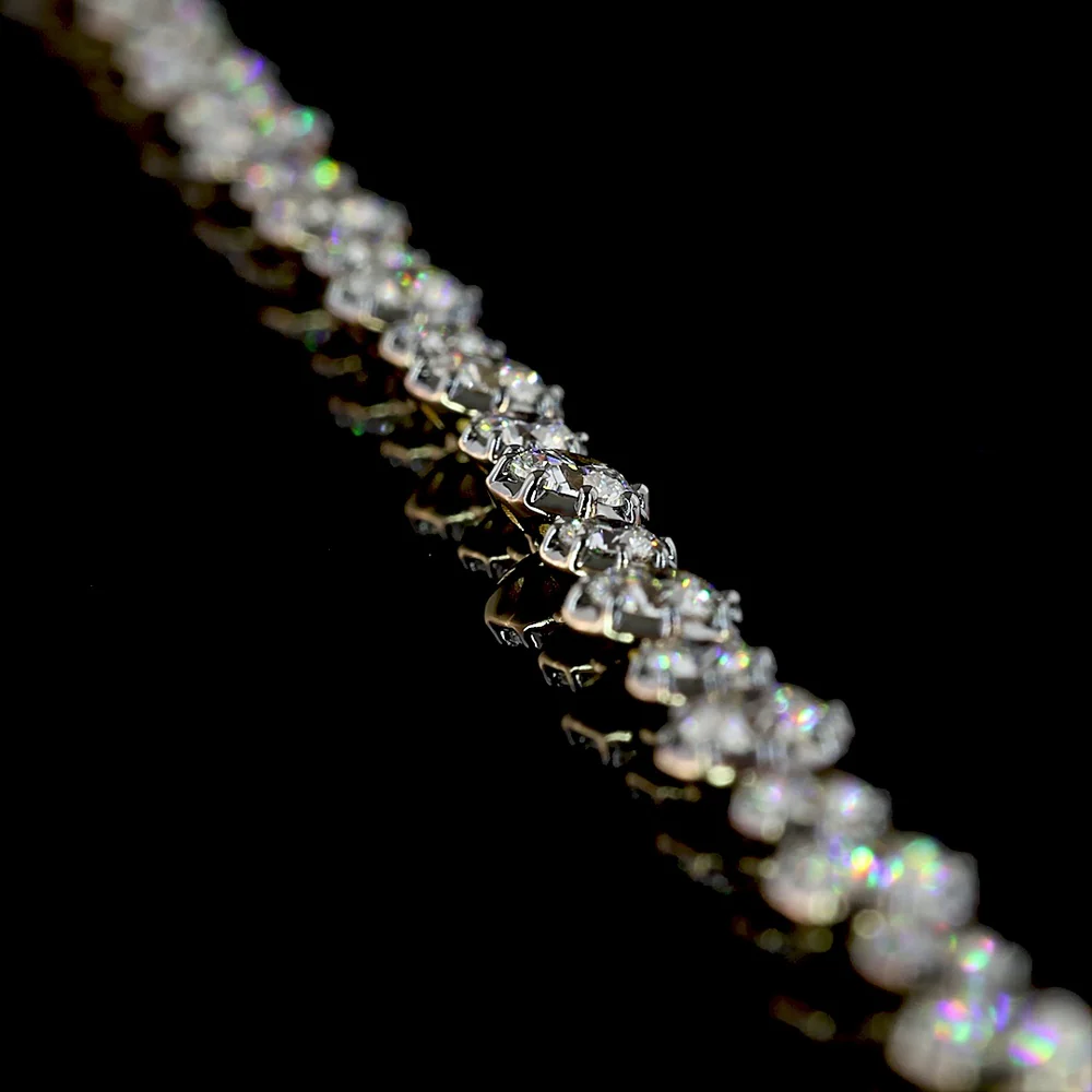 14K Yellow Gold Station Necklace with 68 Lab-Grown Round Brilliant Cut Diamonds - 10.46 Total Carat Weight with Black Rhodium Accents - Covaloro Fine Jewelry - Image 3