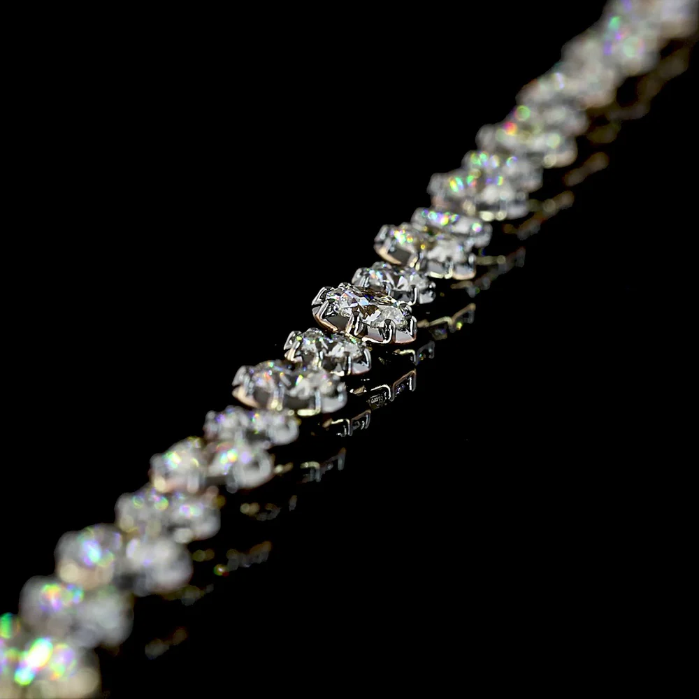 14K Yellow Gold Station Necklace with 68 Lab-Grown Round Brilliant Cut Diamonds - 10.46 Total Carat Weight with Black Rhodium Accents - Covaloro Fine Jewelry - Image 4